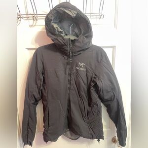 Arc'teryx Black Hooded Jacket with Silver Logo
